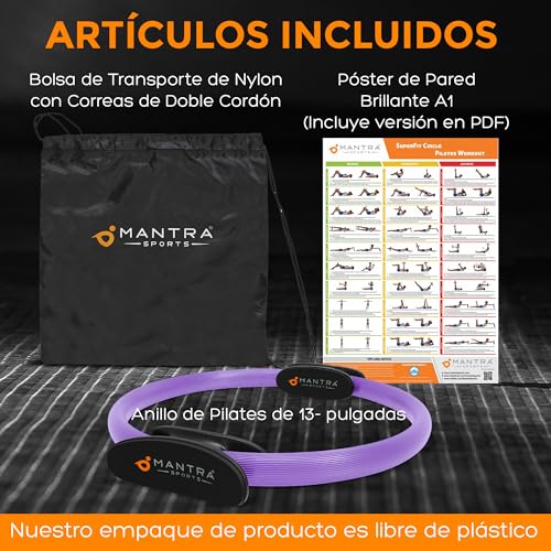 MANTRA SPORTS Aro Pilates - Anillo de Pilates Resistencia - Círculo Mágico aparatos para Hacer Ejercicio casa para Abdominales, piernas - los Muslos Internos y Externos – Mejora Fitness y Postura