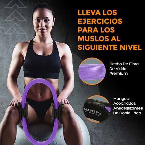 MANTRA SPORTS Aro Pilates - Anillo de Pilates Resistencia - Círculo Mágico aparatos para Hacer Ejercicio casa para Abdominales, piernas - los Muslos Internos y Externos – Mejora Fitness y Postura