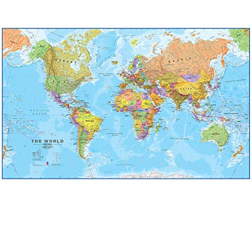 Maps International - Mapa del mundo gigante, póster político con el mapa del mundo, plastificado - 201 x 116,5 cm