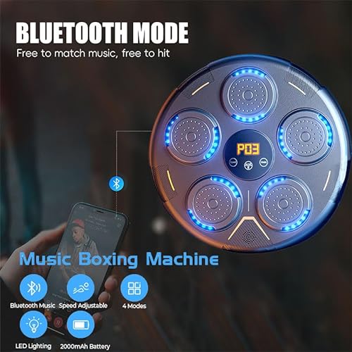 Máquina de Boxeo Musical, Smart Bluetooth Music Boxeador Electrónico, Dispositivo de Boxeo Electrónico Portátil de Pared en Casa, Regalo de Boxeo para Niños y Adultos (Solo máquina)