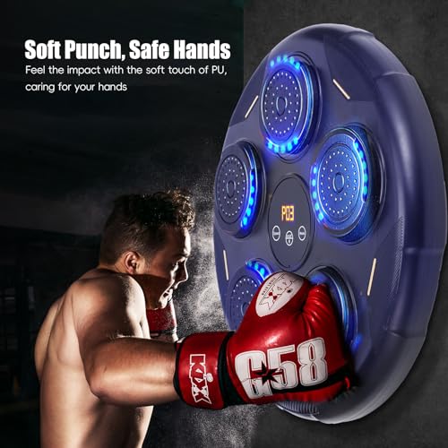 Máquina de Boxeo Musical, Smart Bluetooth Music Boxeador Electrónico, Dispositivo de Boxeo Electrónico Portátil de Pared en Casa, Regalo de Boxeo para Niños y Adultos (Solo máquina)