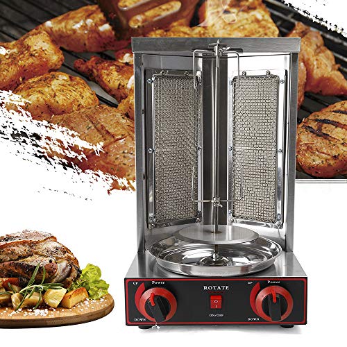 Máquina de gas Döner Kebab 220 V 3000 W Gas Vertical Broiler Shawarma Máquina Girar Döner Gyro Grill Máquina Eléctrica Kebab Grill Vertical Grill para Pollo, Cordero, Vacío, Cerdo