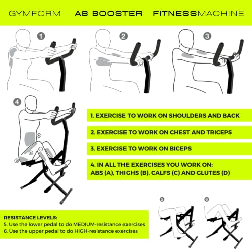 Máquina de musculación GYMFORM AB Booster, Equipo de Entrenamiento Completo, Ejercicio aeróbico Multifuncional y Tonificación (AB Booster Basic)