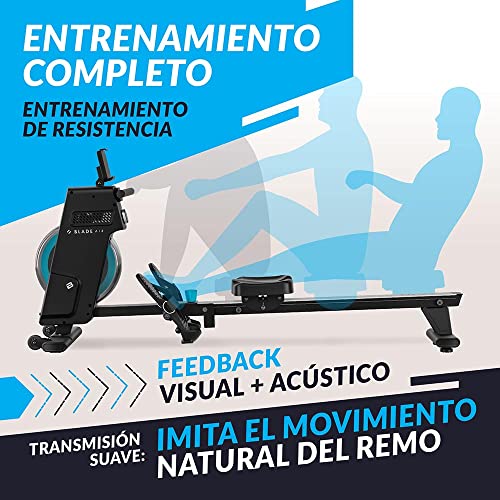 Máquina de Remo Blade Air de Bluefin Fitness/Kinomap/Máquinas de Remo para Casa/Plegable, Fácil de Guardar/Consola Digital LCD/App para Smartphone/Gimnasio Plegable para Casa