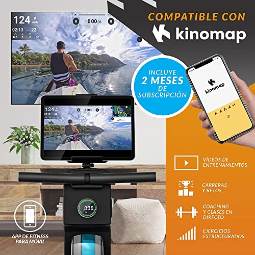 Máquina de Remo Blade Air de Bluefin Fitness/Kinomap/Máquinas de Remo para Casa/Plegable, Fácil de Guardar/Consola Digital LCD/App para Smartphone/Gimnasio Plegable para Casa