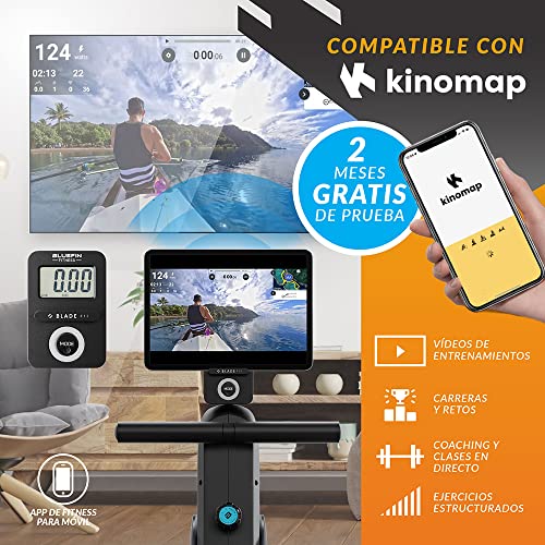 Máquina de Remo Blade FIT de Bluefin Fitness/Compatible con Kinomap/Máquinas de Remo para Casa/Plegable/Consola Digital LCD/App para Móvil/Máquina de Remo Plegable para Casa