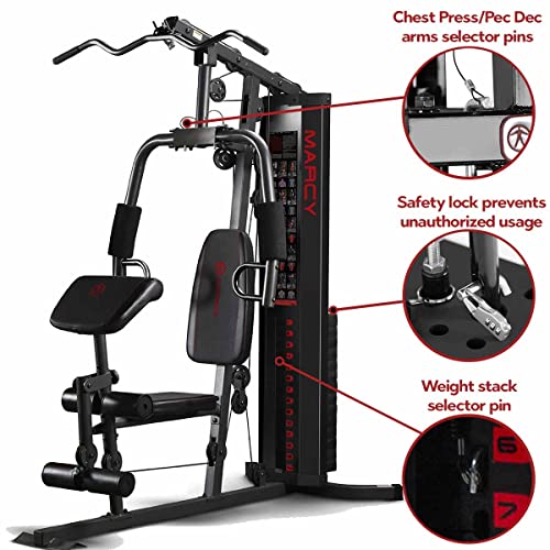 Marcy Multigym HG3000 Eclipse, Multiestación con Carga Guiada, Máquina de Musculación compacta, Gimnasio Multifunción, Brazos Press, Curl piernas y bíceps, Poleas