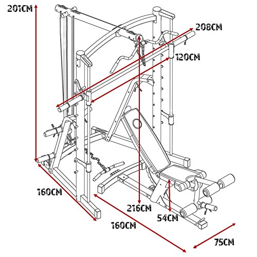 Marcy MWB1282 Platinum – Press de banca con barra guiada Smith - Squat Rack Sentadillas - Banco de musculación con Curl de piernas - Jaula de musculación multifunción con poleas alta y baja - Barra EZ Pulldown – Accesorios incluidos