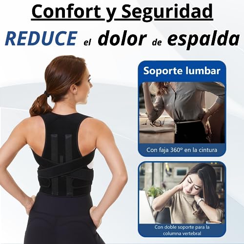 Marelt Corrector Postura Espalda con Faja Lumbar Ajustable - Corrector de Espalda Hombre y Mujer - Mantén tu Espalda Recta y Corrige tu Postura - Posture Corrector + E-Book Ejercicios Gratis (Medium)