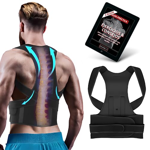 Marelt Corrector Postura Espalda con Faja Lumbar Ajustable - Corrector de Espalda Hombre y Mujer - Mantén tu Espalda Recta y Corrige tu Postura - Posture Corrector + E-Book Ejercicios Gratis (Medium)