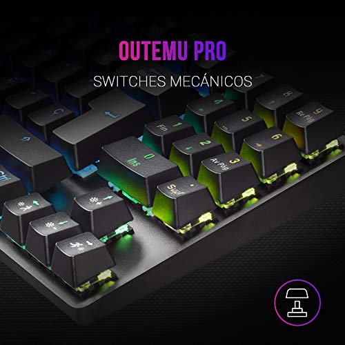 Mars Gaming MKREVOPROBRES Negro, Teclado Gaming RGB Mecánico, TKL+ NUM, Switch Marrón, Español