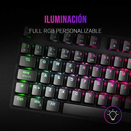 Mars Gaming MKREVOPROBRES Negro, Teclado Gaming RGB Mecánico, TKL+ NUM, Switch Marrón, Español