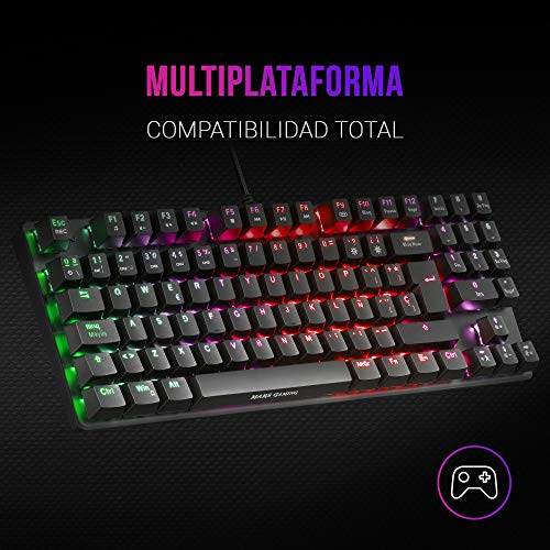 Mars Gaming MKREVOPROBRES Negro, Teclado Gaming RGB Mecánico, TKL+ NUM, Switch Marrón, Español