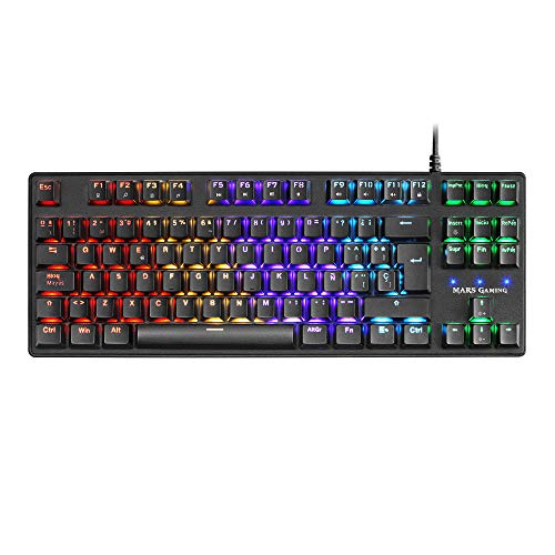 Mars Gaming MKXTKLRES, Alámbrico Teclado Mecánico Ultra-compacto TKL RGB, Reposamuñecas, Switch OUTEMU SQ Rojo, Idioma Español