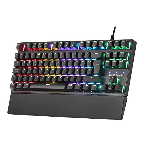 Mars Gaming MKXTKLRES, Alámbrico Teclado Mecánico Ultra-compacto TKL RGB, Reposamuñecas, Switch OUTEMU SQ Rojo, Idioma Español