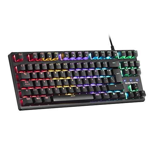 Mars Gaming MKXTKLRES, Alámbrico Teclado Mecánico Ultra-compacto TKL RGB, Reposamuñecas, Switch OUTEMU SQ Rojo, Idioma Español