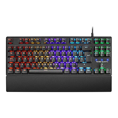 Mars Gaming MKXTKLRES, Alámbrico Teclado Mecánico Ultra-compacto TKL RGB, Reposamuñecas, Switch OUTEMU SQ Rojo, Idioma Español