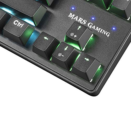 Mars Gaming MKXTKLRES, Alámbrico Teclado Mecánico Ultra-compacto TKL RGB, Reposamuñecas, Switch OUTEMU SQ Rojo, Idioma Español