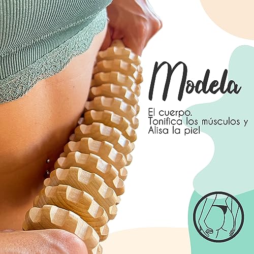 Masajeador Anticelulitico Maderoterapia Rodillo Curvado Para Masajes Corporal En Piernas Glúteos Pies Espalda Cervical 44 Cm Único Con 12 Rodillos Tamaño y Calidad