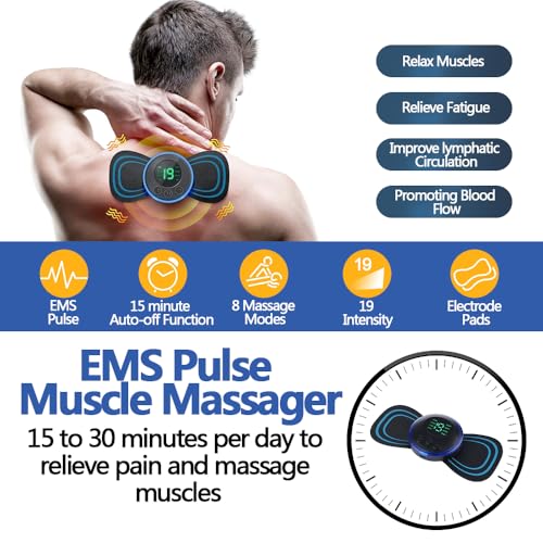 Masajeador Cervical y Espalda, 2PCS Masajeador Electrico con 8 Modos 9 Intensidades | 8 Parches | 2 Controladores, Masajeador Cuello y Cervicales para el Alivio del Dolor Muscular