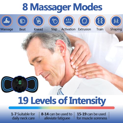 Masajeador Cervical y Espalda, 2PCS Masajeador Electrico con 8 Modos 9 Intensidades | 8 Parches | 2 Controladores, Masajeador Cuello y Cervicales para el Alivio del Dolor Muscular