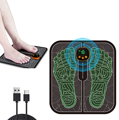 Masajeador de Pies, Eléctrico EMS para Maseajor de Pies, EMS Foot Massager, con 8 Modos y 19 Engranajesr, Masaje de Piernas Portátil, para Aliviar Dolor Cansadas Mejorar la Circulación Sanguínea