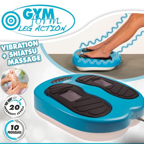 Masajeador de Pies y Piernas GYMFORM Leg Action Platinum (Nuevo) Masaje Shiatsu, Con Control Remoto, 10 Programas/20 velocidades para Mejorar la Circulación y Aliviar el Dolor (Platinum)