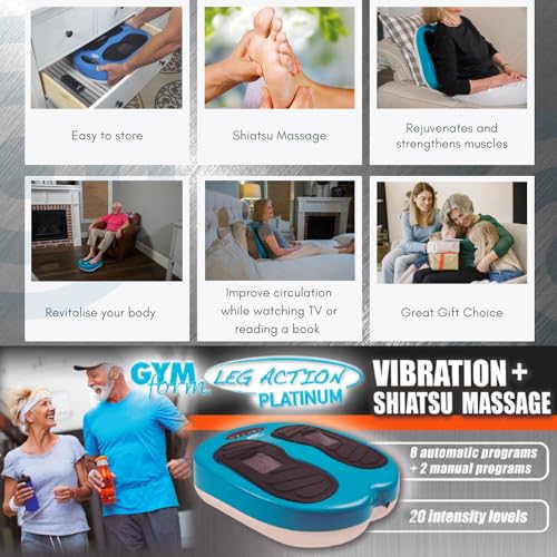 Masajeador de Pies y Piernas GYMFORM Leg Action Platinum (Nuevo) Masaje Shiatsu, Con Control Remoto, 10 Programas/20 velocidades para Mejorar la Circulación y Aliviar el Dolor (Platinum)