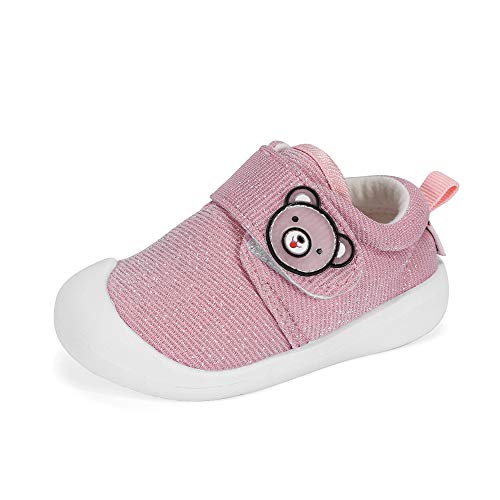 MASOCIO Zapatos Bebe Niña Primeros Pasos Zapatillas Deportivas Bebé Recién Nacido Calzado Rosado, 22 EU (Talla Fabricante 17)