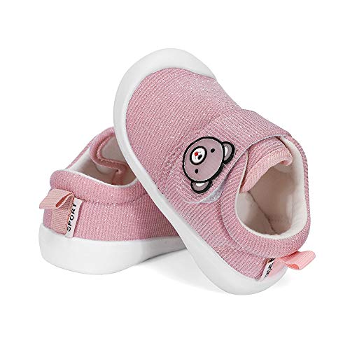 MASOCIO Zapatos Bebe Niña Primeros Pasos Zapatillas Deportivas Bebé Recién Nacido Calzado Rosado, 22 EU (Talla Fabricante 17)