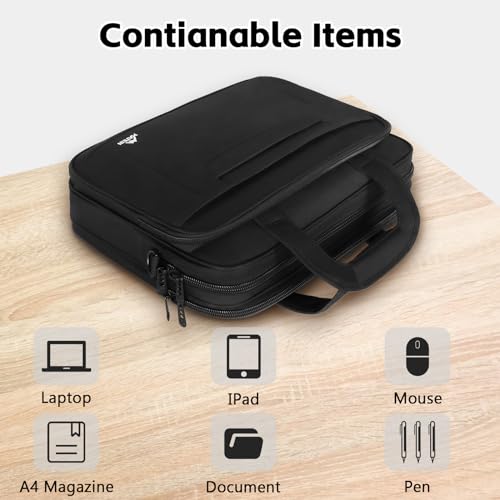 MATEIN Maletín para Portátil, Maletin Portatil 15.6 Pulgadas, Bolsa de Mensajero de Hombro, Maletín de Para Cuaderno Aplicar para Hombres/Escuela/Viaje/Ordenador Portátil - Negro