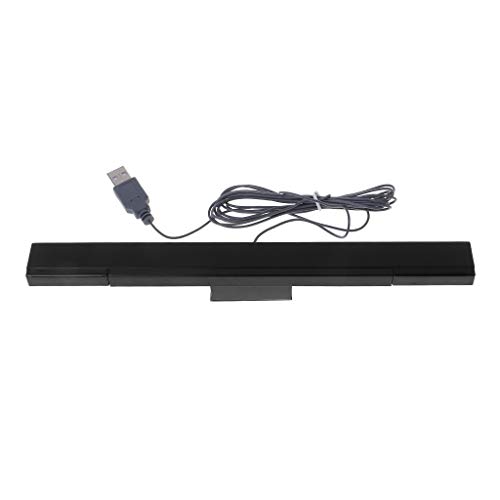 Max-Tonsen Wii Receptor con Cable Interfaz USB Rayo infrarrojo con Cable Sensor Remoto Barra Receptor Inductor Compatible con Accesorios de Juego Remoto Wii-Negro