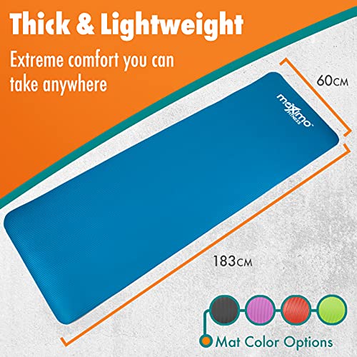 Maximo Fitness Colchoneta para Ejercicios Extra Gruesa - Colchoneta Antideslizante para Gimnasio 183 cm Largo x 60 cm Ancho x 1.5 cm Espesor Pilates, Yoga, Ejercicios para el Piso.