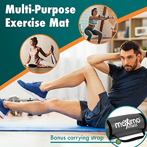 Maximo Fitness Colchoneta para Ejercicios Extra Gruesa - Colchoneta Antideslizante para Gimnasio 183 cm Largo x 60 cm Ancho x 1.5 cm Espesor Pilates, Yoga, Ejercicios para el Piso.