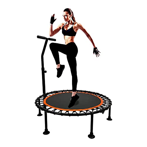 MaxxSport Trampolín Plegable con Mango - Cama Elástica Interior Gimnasio Ajustable de 3 Niveles para Adultos - Jumping Gym Trampoline - 100 cm - Máx.130kg