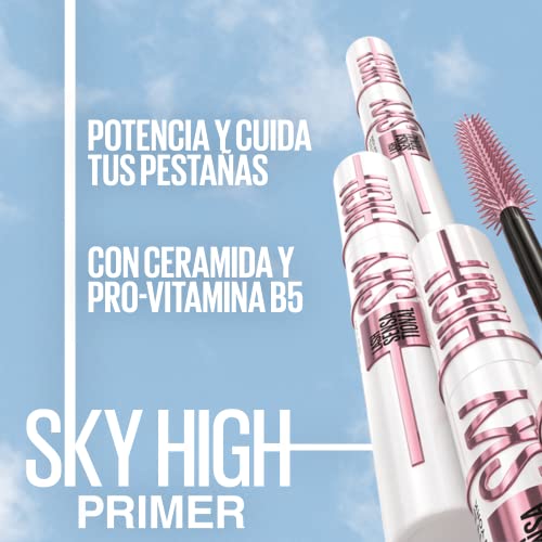 Maybelline New York, Kit de Rutina de Pestañas Sky High, Incluye: Primer de pestañas Sky High con Ceramidas y Provitamina B5, Color Negro + Máscara de pestañas Sky High, Longitud sin límites+Volumen