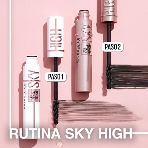 Maybelline New York, Kit de Rutina de Pestañas Sky High, Incluye: Primer de pestañas Sky High con Ceramidas y Provitamina B5, Color Negro + Máscara de pestañas Sky High, Longitud sin límites+Volumen