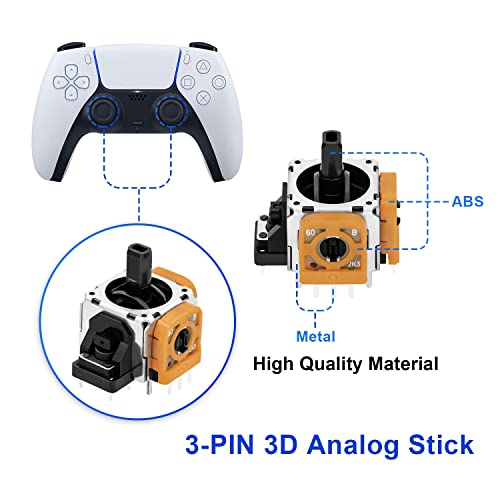 Mcbazel 15 en 1 Joystick Kit de Reparación de Repuesto para PS5 DualSense Controlador con Destornilladores, palanca analógica de 3 pines, tapa analógica para el pulgar, thumbstick