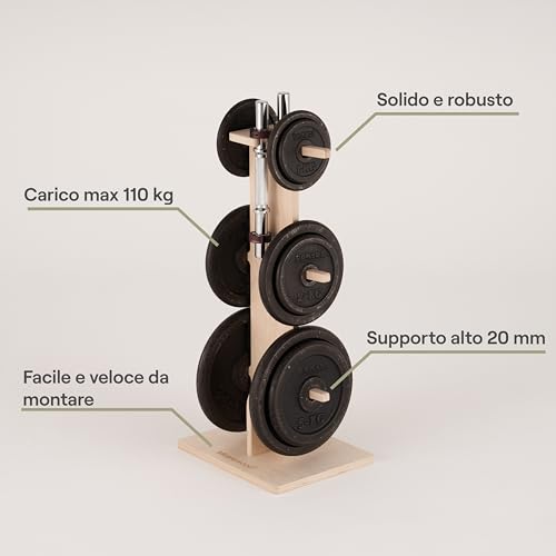 Meanswood Keep Up | Soporte pesas | Soporte de pesas para gimnasio en casa | Soporte discos pesas | 110 kg | Madera