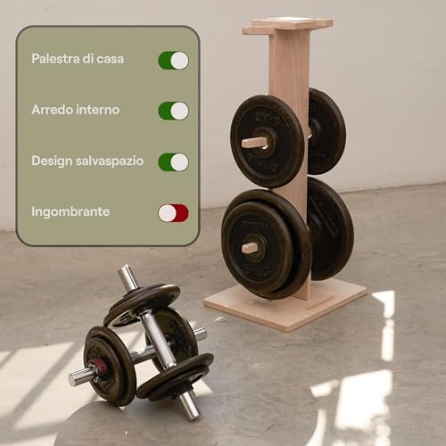 Meanswood Keep Up | Soporte pesas | Soporte de pesas para gimnasio en casa | Soporte discos pesas | 110 kg | Madera