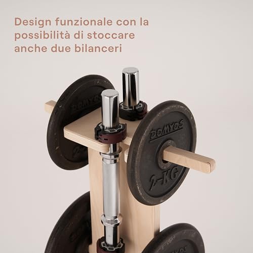 Meanswood Keep Up | Soporte pesas | Soporte de pesas para gimnasio en casa | Soporte discos pesas | 110 kg | Madera