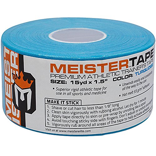 Meister Cinta de entrenamiento atlético premium de 15 m x 3,8 cm, para deportes y médicos (50% más) – turquesa – 6 rollos