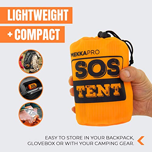 MEKKAPRO Tienda Campaña Emergencia - Refugio Supervivencia para 2 Personas - Tienda de Campaña Ligera y Resistente - Tienda Impermeable y Cortavientos para Camping, Vivac y Actividades al Aire Libre