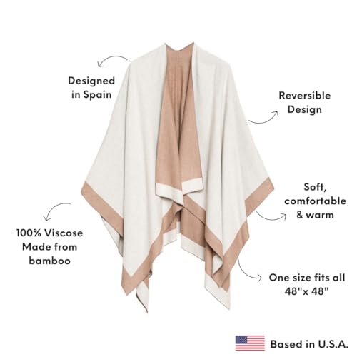 MELIFLUOS DESIGNED IN SPAIN Poncho Estola Capa para Mujer: Chal Elegante para Primavera Otoño e Invierno (PC01-15)