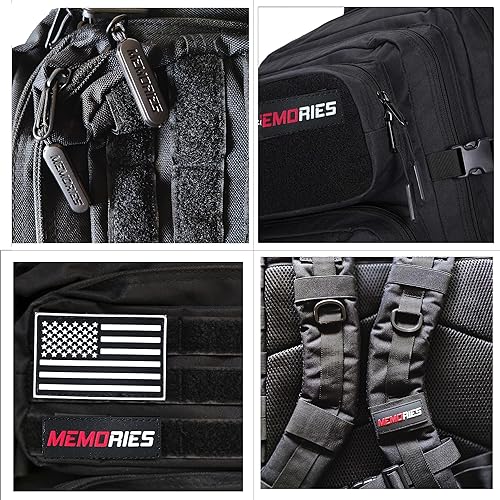 Memories Mochila 45L y 25L Tactica Militar impermeable para Crossfit Caza Senderismo Gimnasio y Deportes al aire libre. (25L, Negro)