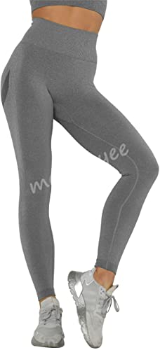 Memoryee Leggins Mujer Mallas Push Up Sin Costuras Pantalones Deportivos Anticeluliticas Alta Cintura Elásticos Reducir Vientre Leggings Yoga Fitness/B-Dark Grey/M