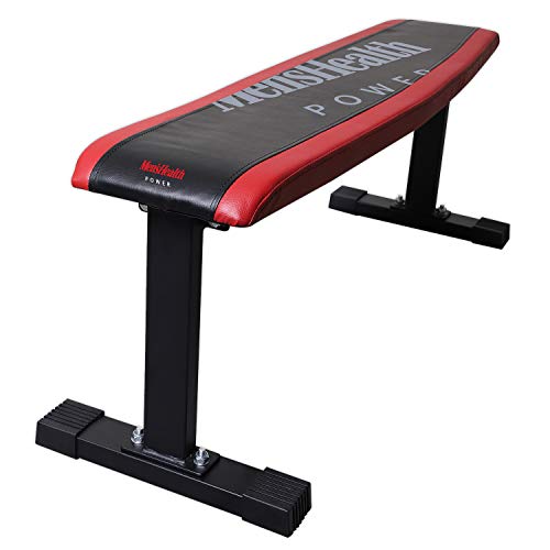 Men's Health POWER Banco de pesas plano (Flat Bench) | Banco de entrenamiento para entrenamiento de la parte superior del cuerpo, antideslizante y sin tambaleos.