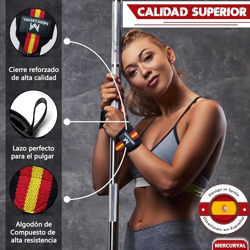 MERCURYAL 2 Muñequeras Gym - Muñequeras Crossfit – Nuevo diseño Avanzado de ESPAÑA - Accesorios Fitness – Wrist Wraps - Muñequeras Deportivas para Hombres y Mujeres