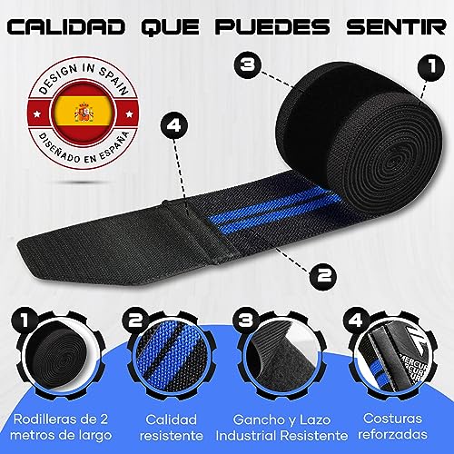 MERCURYAL 2 Rodilleras Gym para Levantar Peso - Rodilleras Powerlifting - Rodilleras Gimnasio - Vendas Rodillas Gym - Rodillera Vendaje - Banda Rodilla para Hombres y Mujeres