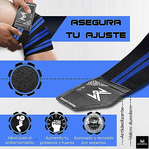 MERCURYAL 2 Rodilleras Gym para Levantar Peso - Rodilleras Powerlifting - Rodilleras Gimnasio - Vendas Rodillas Gym - Rodillera Vendaje - Banda Rodilla para Hombres y Mujeres